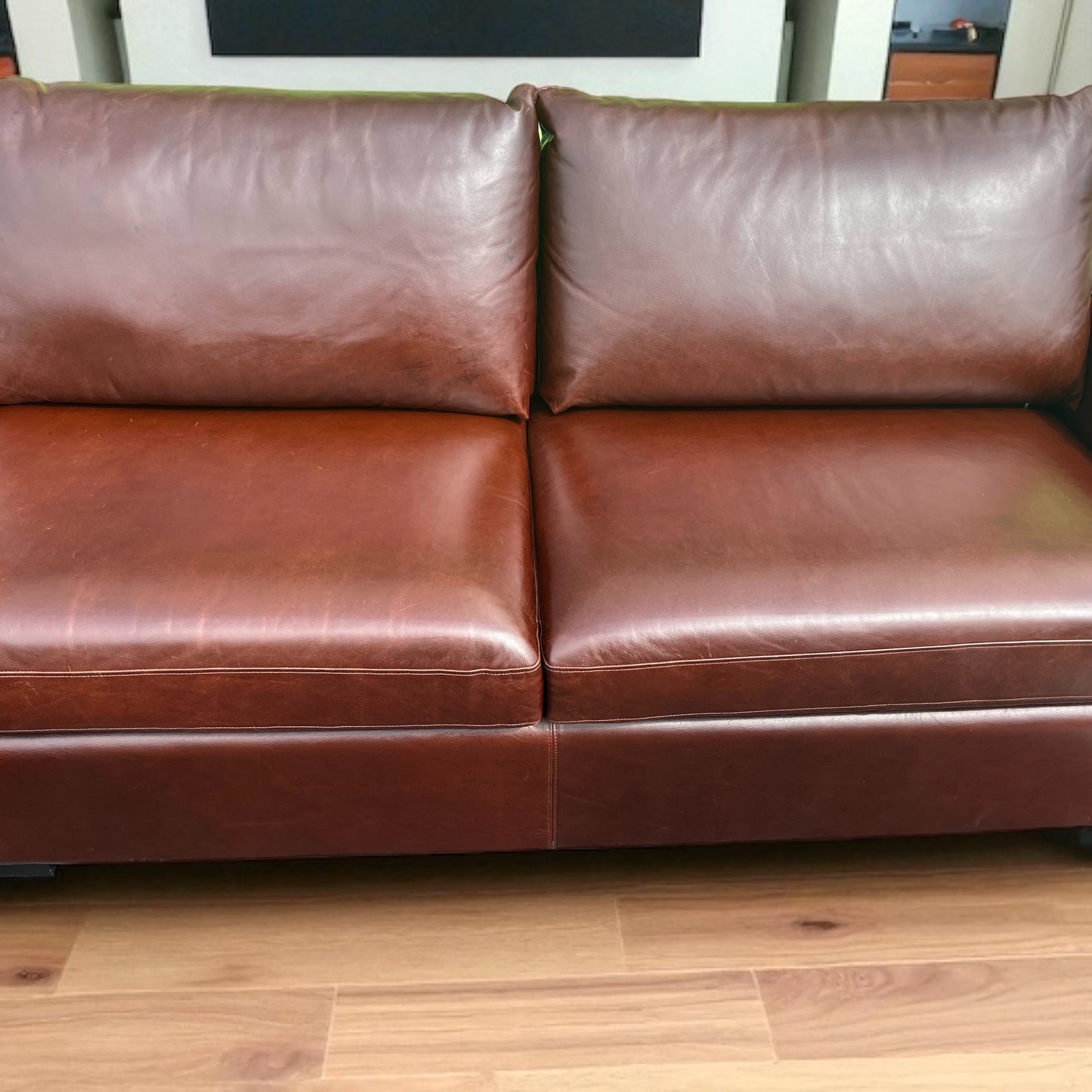 Interior Define Sloan Leather Chaise Sleeper Storage Sectional
