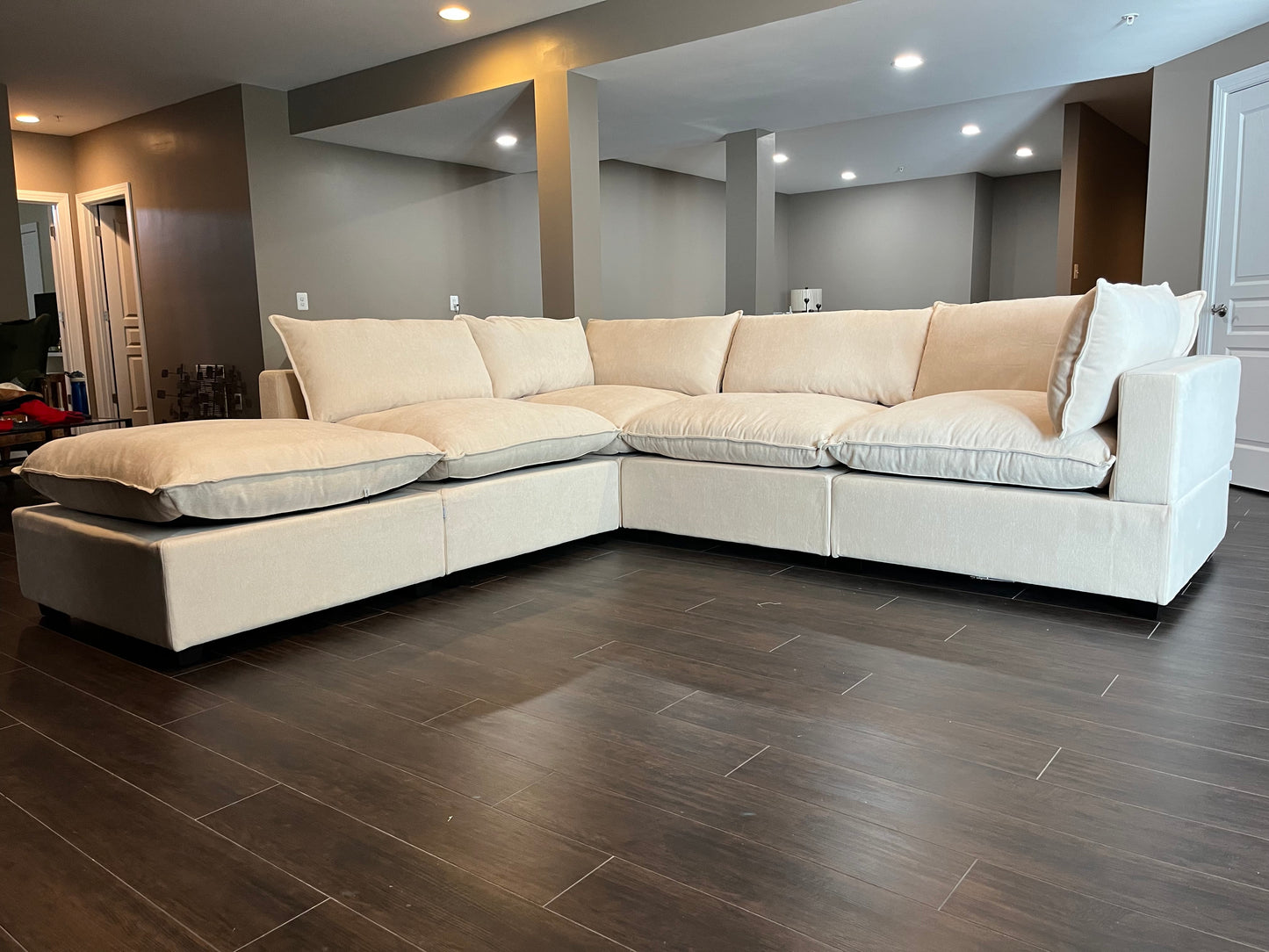 Bellamia Collections Luna L Shape + Ottoman Sectional Sofa