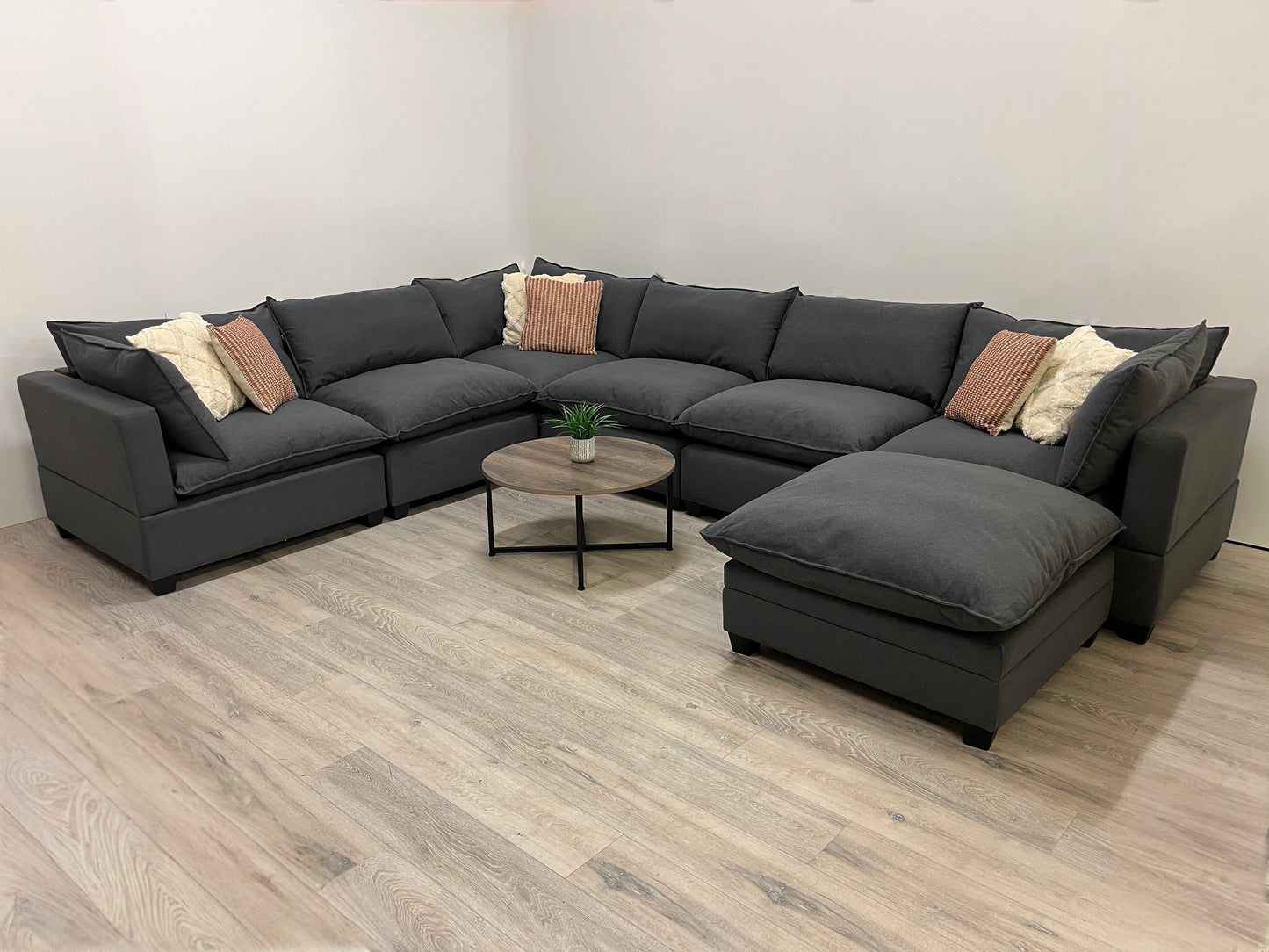 Seven Piece Cloud-Style Sectional Couch