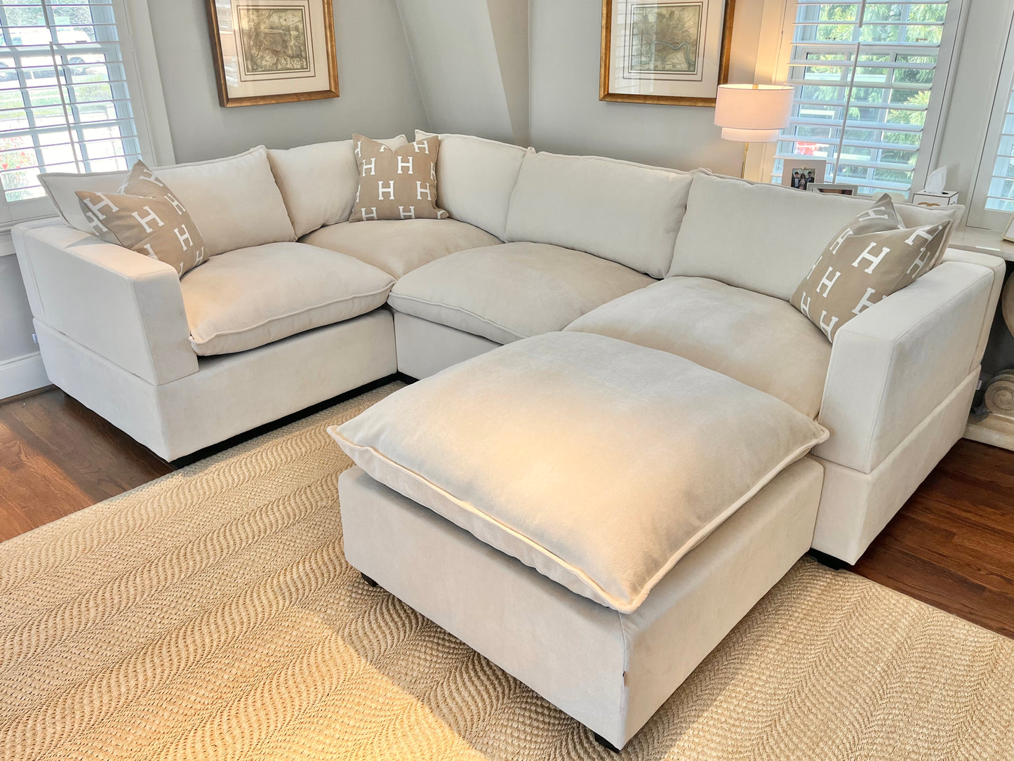 Bellamia Collections Luna Enclosed L-Shape Sectional Sofa + Ottoman