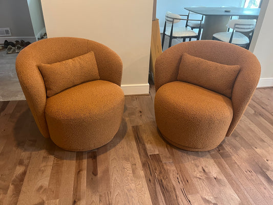 Castlery Avery Performance Boucle Swivel Armchairs (Set of Two)