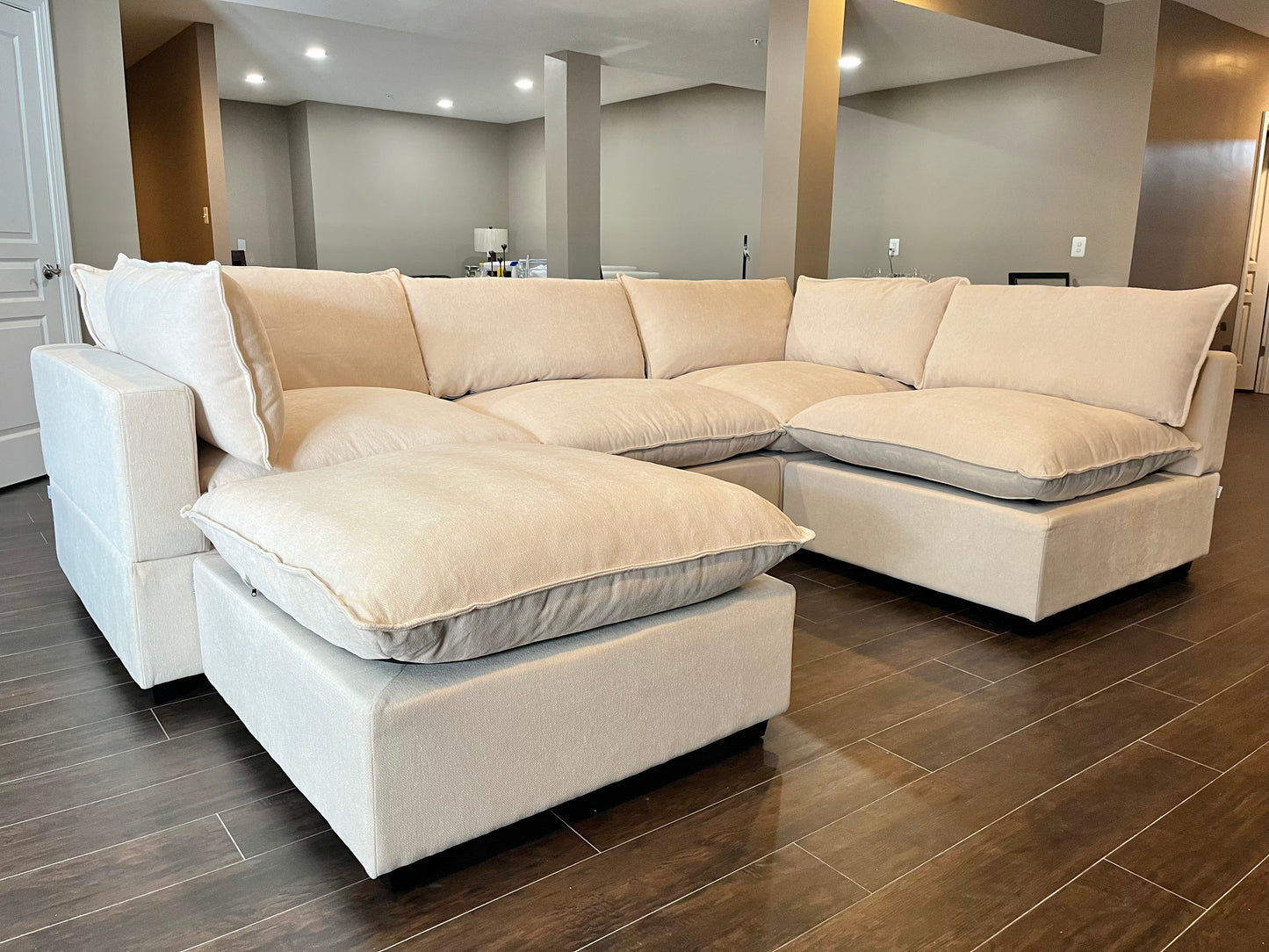 Bellamia Collections Luna L Shape + Ottoman Sectional Sofa