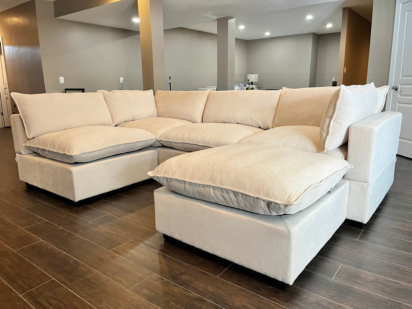 Bellamia Collections Luna L Shape + Ottoman Sectional Sofa