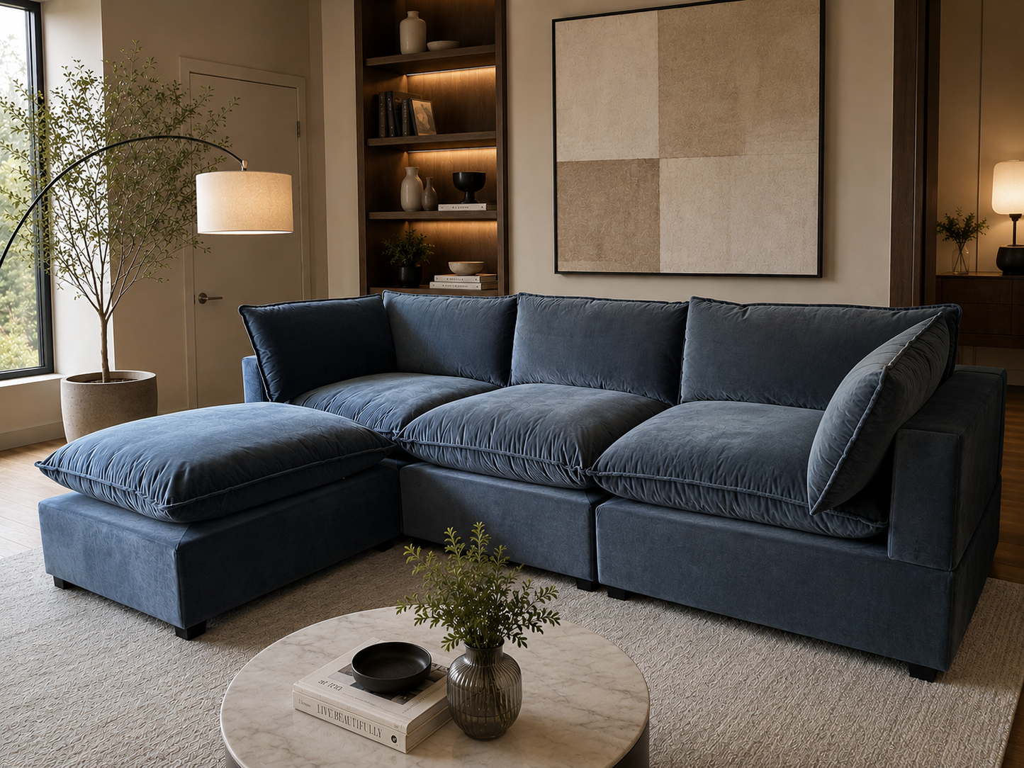 Bellamia Collections Luna 3 Seat Sofa + Ottoman