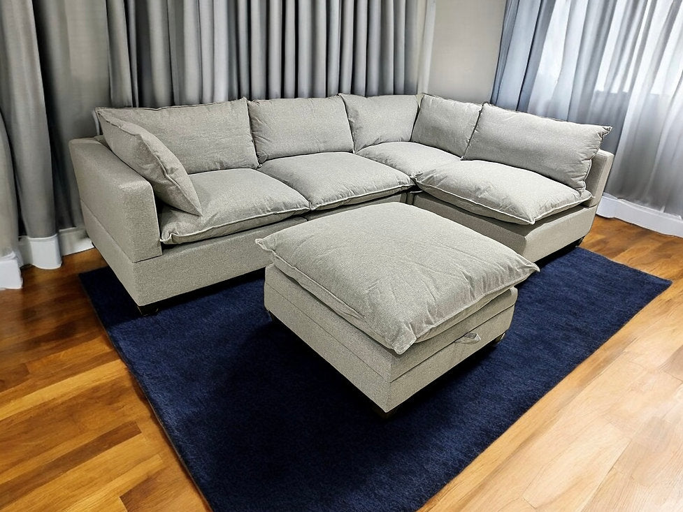Five Piece Cloud-Style Sectional With Armless End