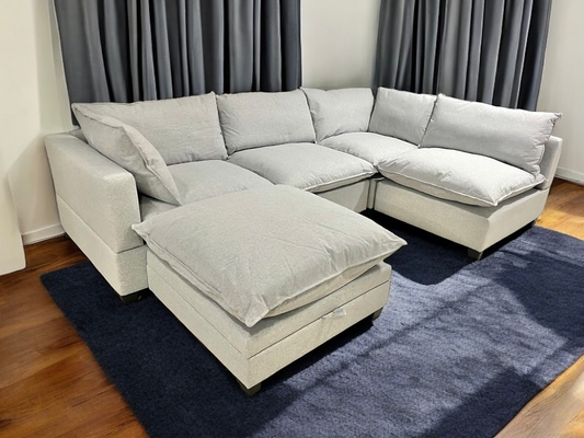 Five Piece Cloud-Style Sectional With Armless End