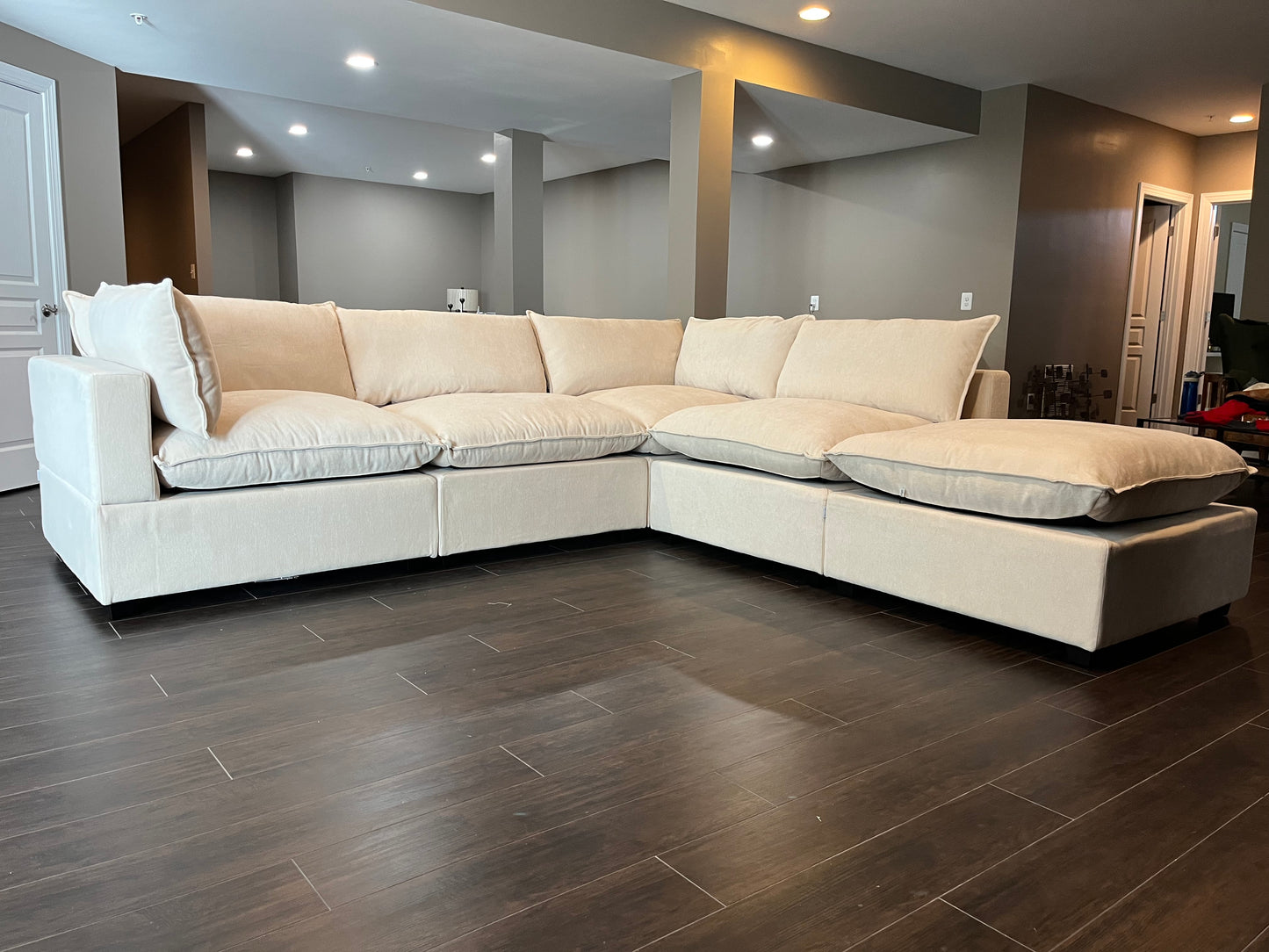 Bellamia Collections Luna L Shape + Ottoman Sectional Sofa