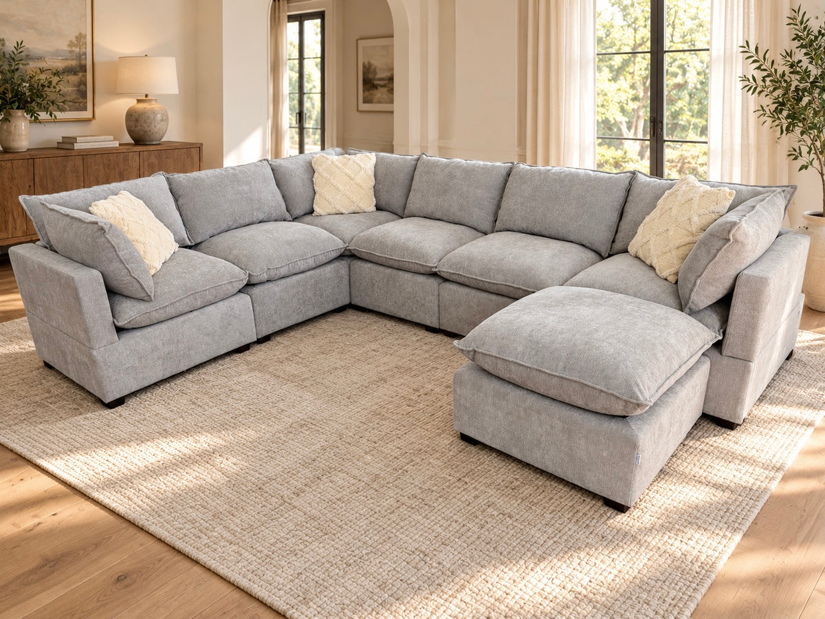 Bellamia Collections Moda Extended Corner Sectional + Ottoman