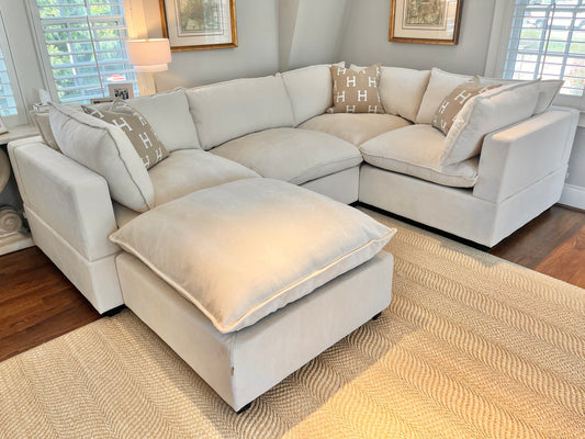 Bellamia Collections Luna Enclosed L-Shape Sectional Sofa + Ottoman