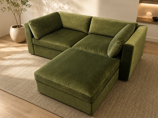 Bellamia Collections Bella Two Seat Sofa + Ottoman (Open-Box)