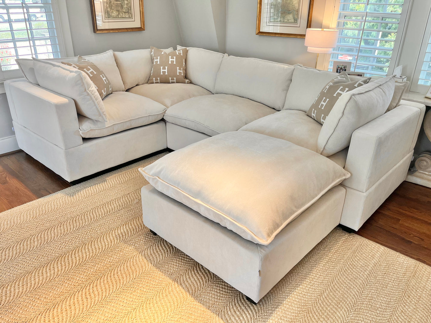 Bellamia Collections Luna Enclosed L-Shape Sectional Sofa + Ottoman