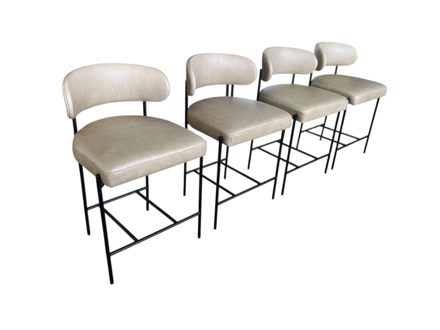 Interior Define Hollis Leather Metal Framed Upholstered Counter Stool (Set of 2)