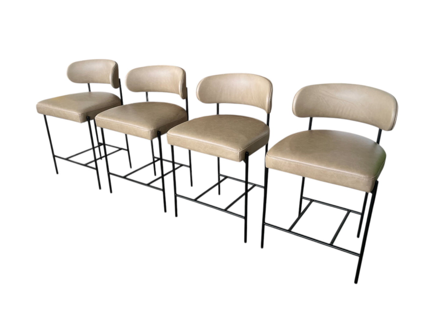 Interior Define Hollis Leather Metal Framed Upholstered Counter Stool (Set of 2)