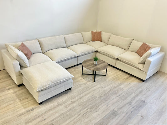 Seven Piece Cloud-Style Sectional Couch