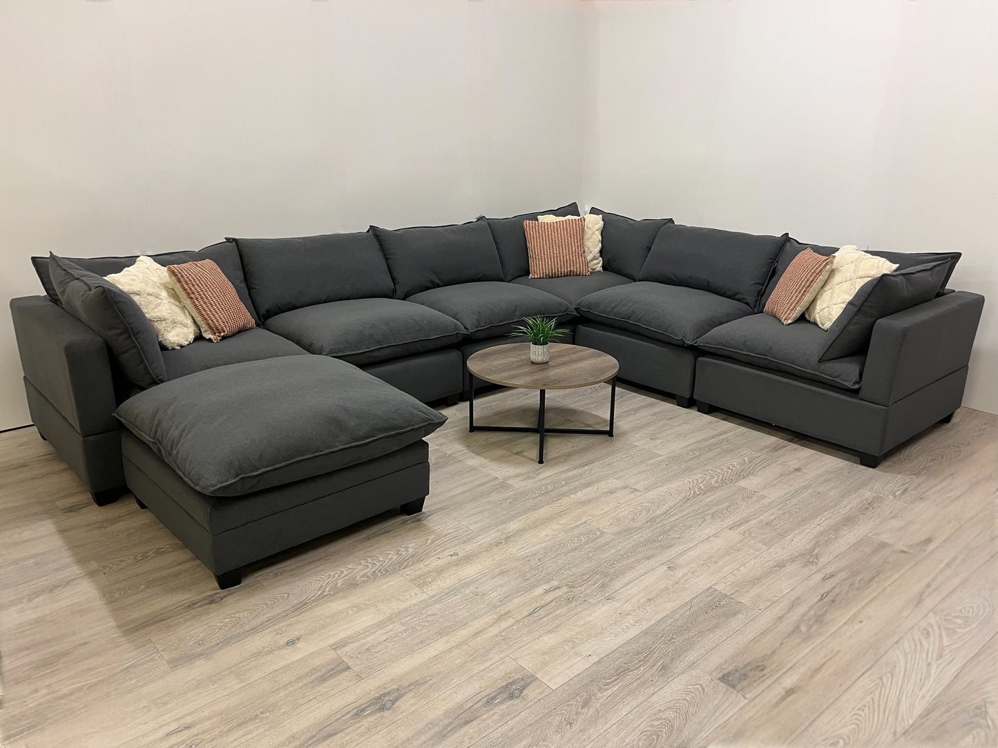 Seven Piece Cloud-Style Sectional Couch